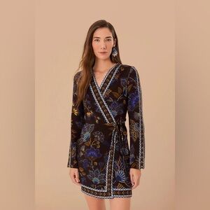 FARM Rio Women's Floral Robe - Blue and Gold